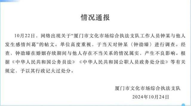 网友质疑钟某出轨被行政记大过“处罚太轻”<strong></p>
<p>现在种虚拟币赚钱</strong>,厦门文旅局:已将情况上报