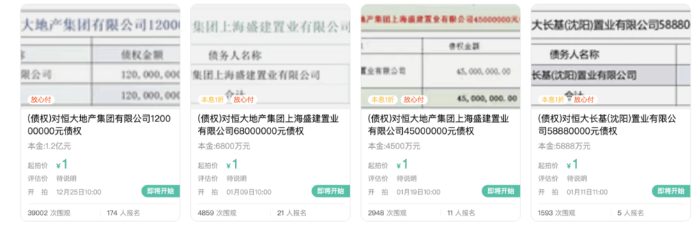 1元起拍<strong></p>
<p>lisk虚拟币</strong>，恒大地产集团1.2亿元债权拍卖参与者众多