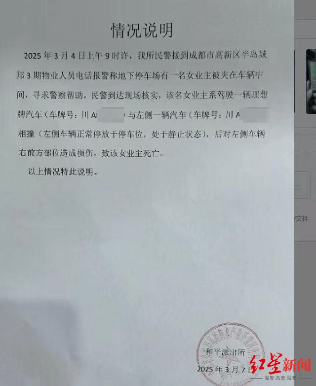 女子驾车在停车场撞上左侧车辆身亡<strong></p>
<p>原油豉</strong>，网传与自动泊车有关 家属：没有该功能，是意外