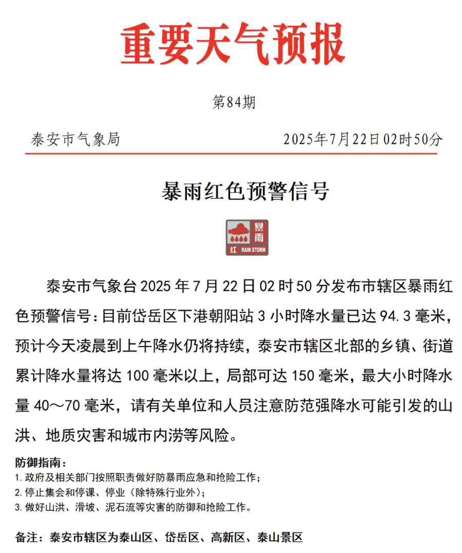 紧急提醒<strong></p>
<p>mt4原油代码</strong>！泰安暴雨红色预警信号已发布！非必要不外出！