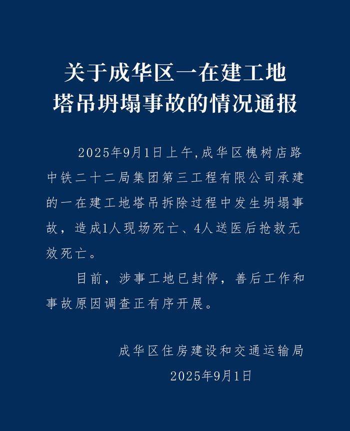 成都成华区：中铁二十二局一在建工地塔吊坍塌致5人遇难<strong></p>
<p>原油期货开户流程</strong>，涉事工地已封停